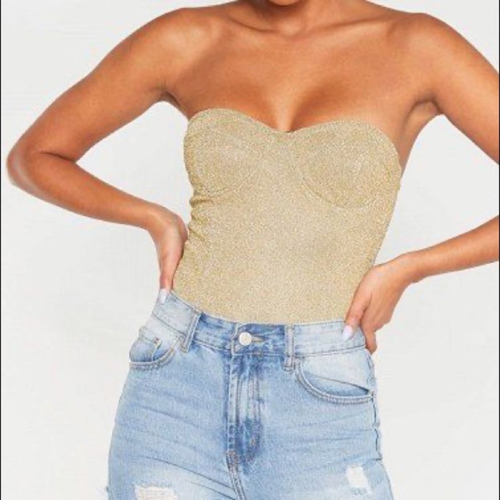 PrettLittleThings gold bodysuit